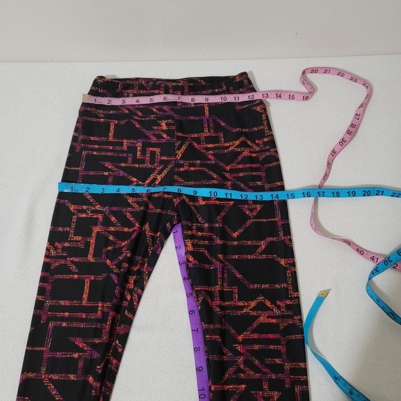 OS Lularoe Leggings Abstract line pattern orange red purple - Picture 9 of 11